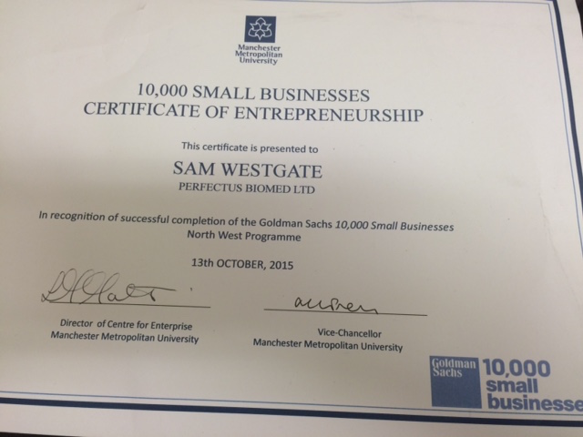 Goldman Sachs 10,000 small businesses certification of entrepreneurship