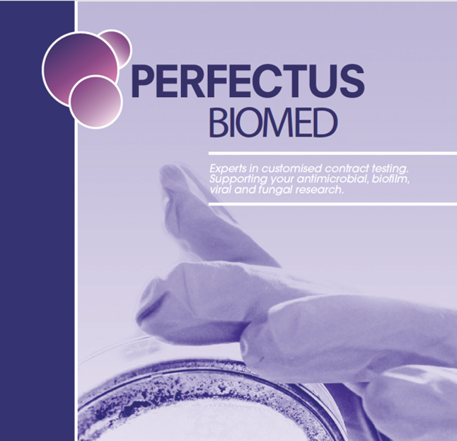 Perfectus Biomed graphic. Close up of microbiological testing
